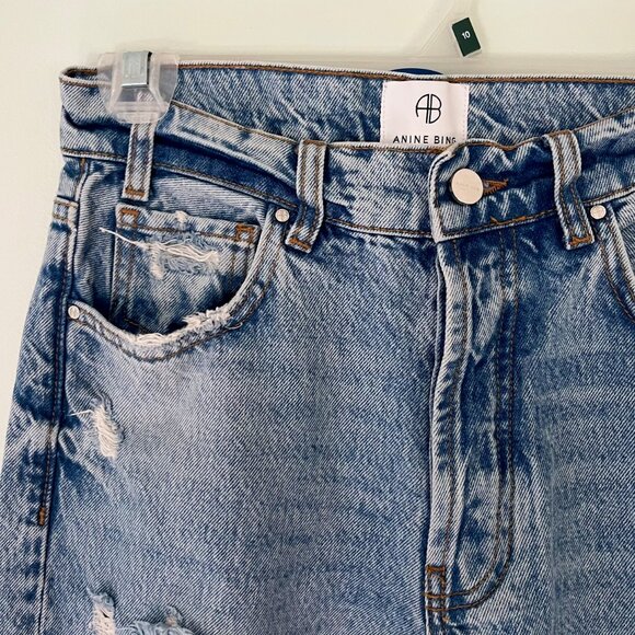 Anine Bing Distressed Straight Leg Jeans - Picture 8 of 12